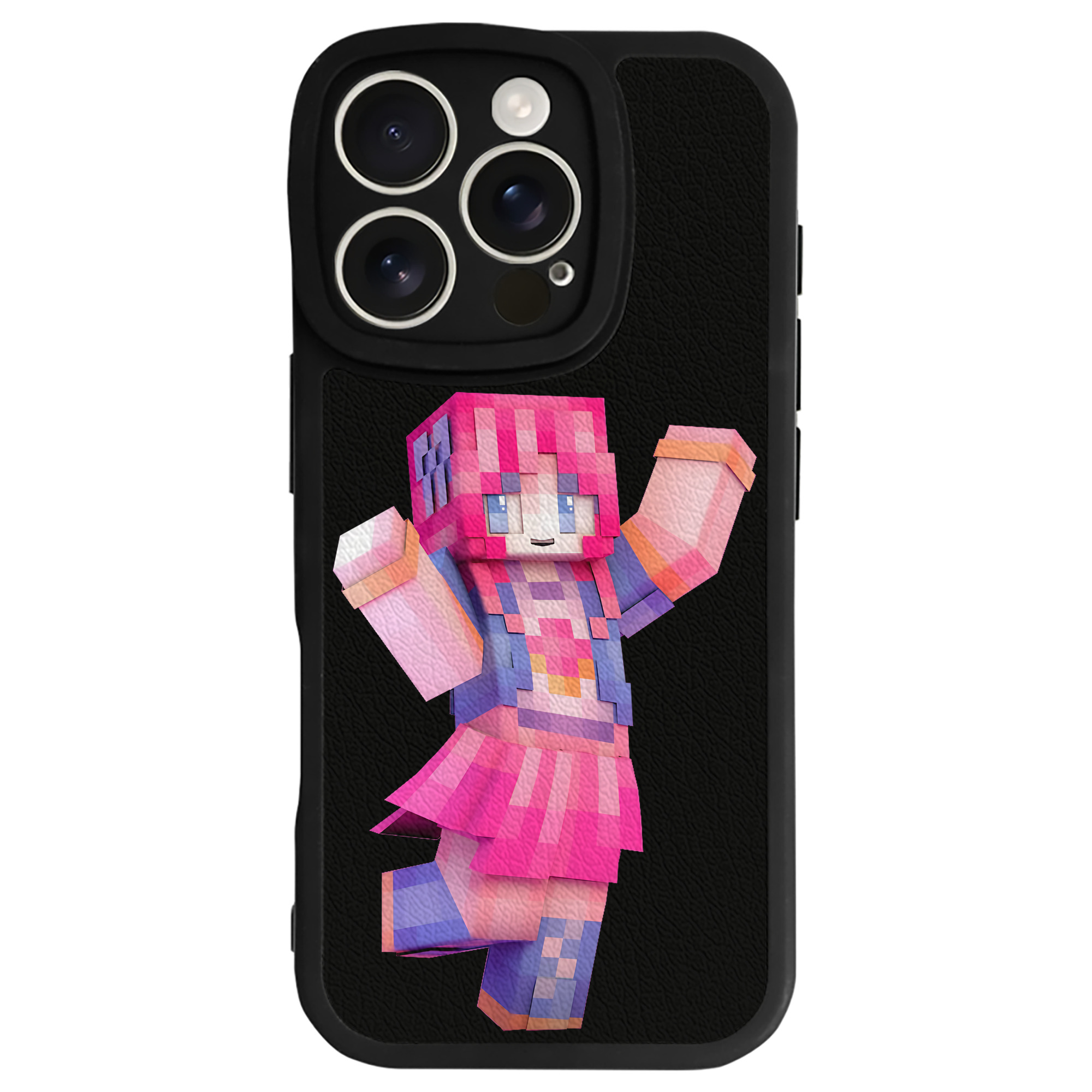 （画像用） マインクラフト ブロックの世界 Minecraft MC Block world 【iPhone 16シリーズ対応】シリコンスマホケース（レザー調） 材質：シリコン